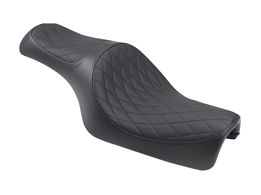 Caballero Dual Seat with Solar Leather & Black Diamond Stitch. Fits Sportster 2004-2021