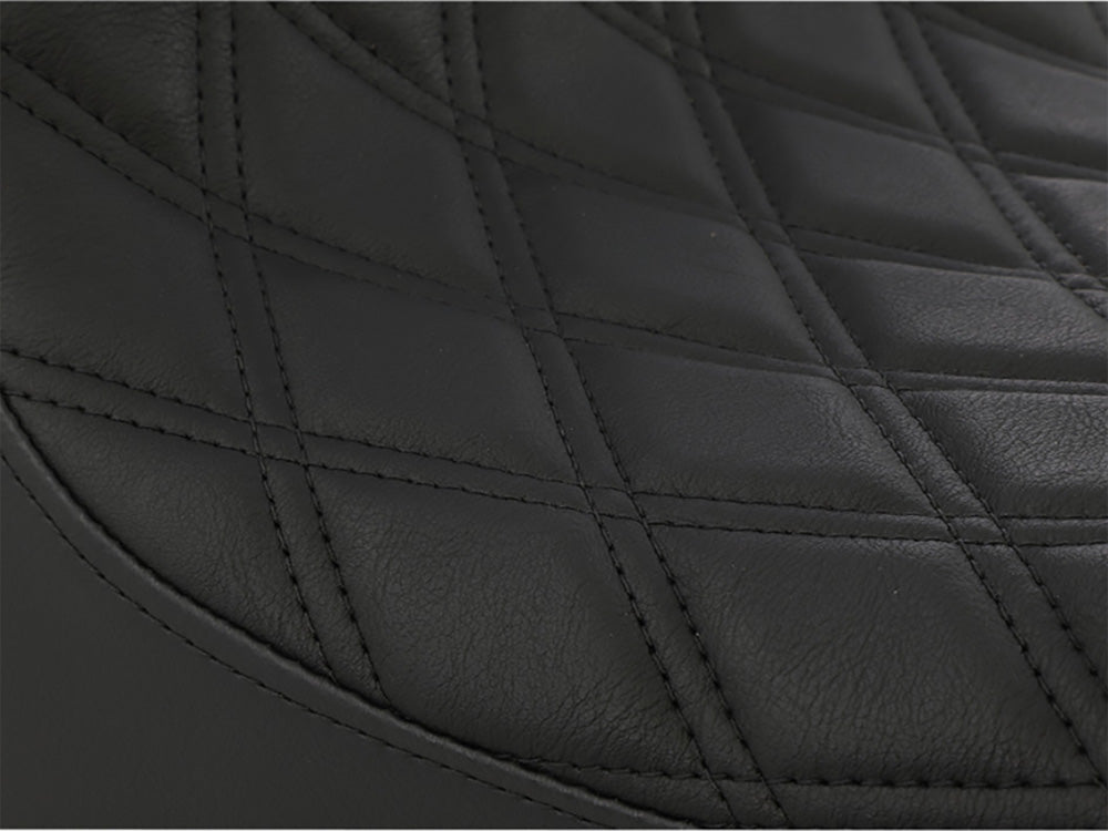 3/4 Low Solo Seat with Black Diamond Lattice Stitch. Fits Sportster 2004-2021
