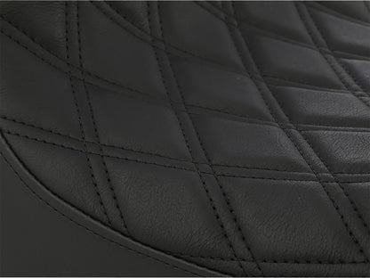 3/4 Low Solo Seat with Black Diamond Lattice Stitch. Fits Sportster 2004-2021