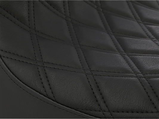 3/4 Low Solo Seat with Black Diamond Lattice Stitch. Fits Sportster 2004-2021