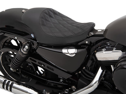 3/4 Low Solo Seat with Black Diamond Lattice Stitch. Fits Sportster 2004-2021