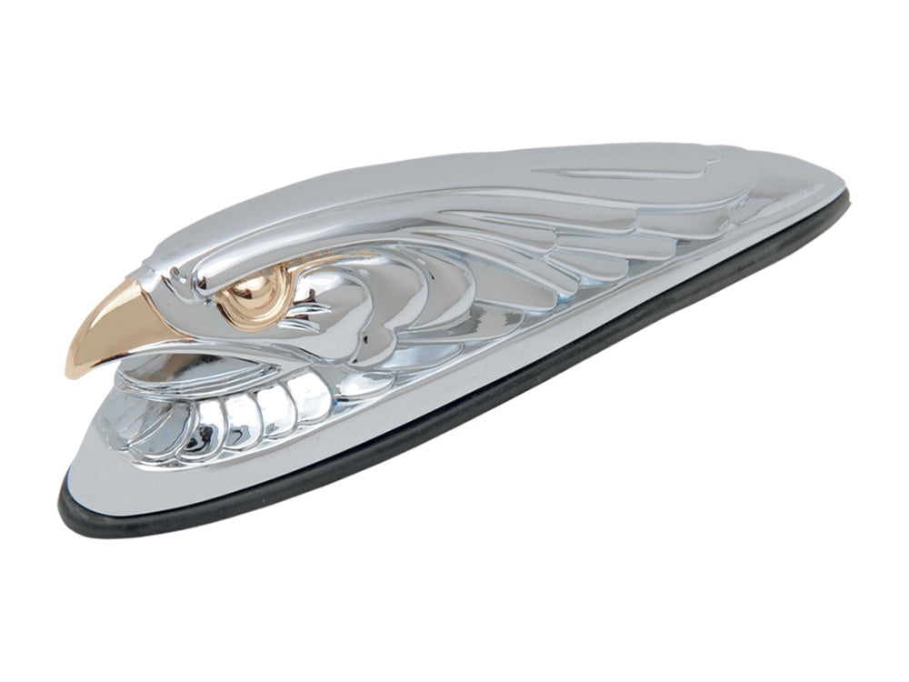 Small Eagle Head Front Fender Ornament - Chrome & Gold