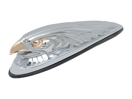 Small Eagle Head Front Fender Ornament - Chrome & Gold