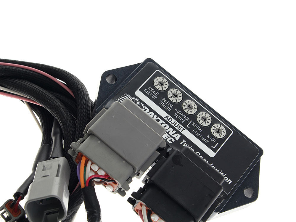 External Ignition Module with Two Plugs. Fits Twin Cam 1999-2003 with Carburettor. Includes Wiring Harness.