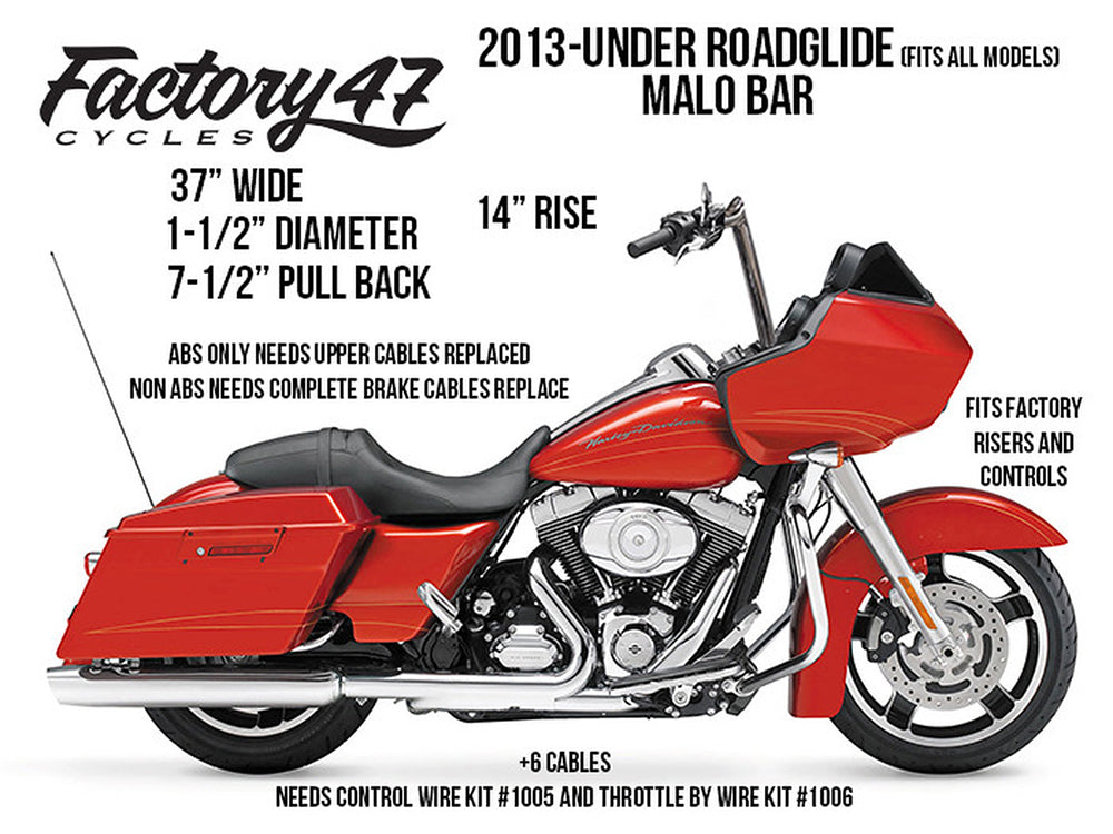 14in. x 1-1/2in. Classic 47 Malo Handlebar - Gloss Black.