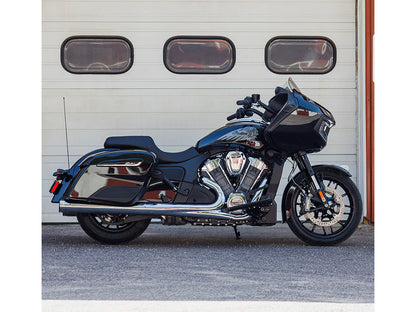 Grand Prix 4in. Slip-On Mufflers - Chrome. Fits Indian Big Twin 2014up with Hard Saddle Bags.