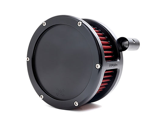 BA Air Cleaner Kit - Black with Solid Cover & Red Filter. Fits Touring 2008-2016, Softail 2016-2017, CVO Softail 2011-2017 & Dyna Low Rider S 2016-2017 with Throttle-by-Wire