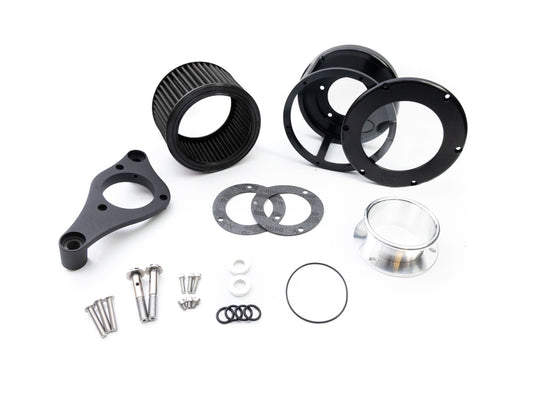 BA Race Series Air Cleaner Kit - Black with Clear Cover. Fits Softail 2018-2024 with Mid Mount Controls