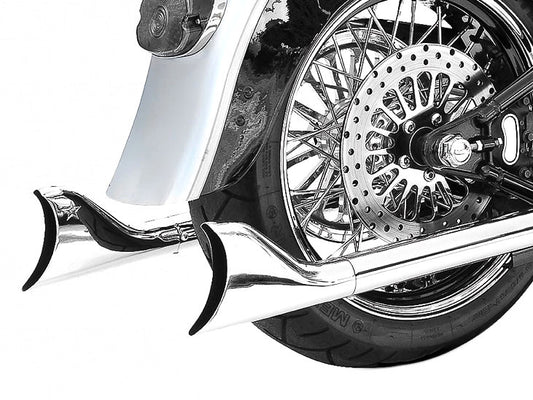 33in. True Dual SharkTail Exhaust - Chrome. Fits Softail 1997-2006.