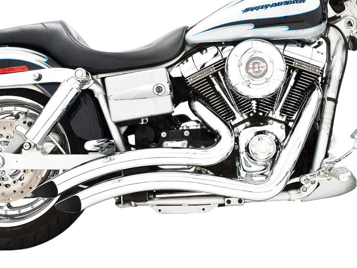Sharp Curve Radius Exhaust - Chrome. Fits Dyna 1991-2005.