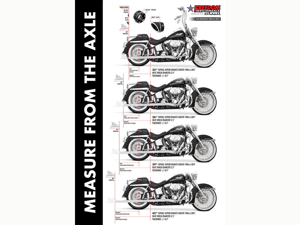 36in. True Dual SharkTail Exhaust - Chrome. Fits Softail 1997-2006.