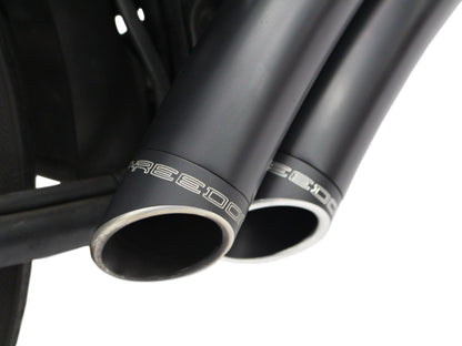 Sharp Curve Radius Exhaust - Black with Black End Caps. Fits Softail 1986-2017.