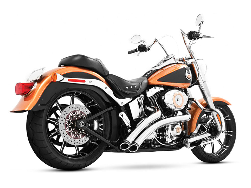 Radical Radius Exhaust - Chrome with Black End Caps. Fits Softail 1986-2017.