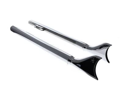 39in. Replacement SharkTail Muffer Set - Chrome. Only Fits Softail 1997-2017 Running Freedom SharkTail Exhaust Systems.
