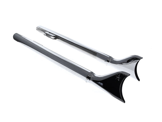 39in. Replacement SharkTail Muffer Set - Chrome. Only Fits Softail 1997-2017 Running Freedom SharkTail Exhaust Systems.