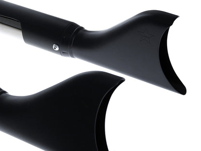 39in. Replacement SharkTail Muffer Set - Black. Only Fits Softail 1997-2017 Running Freedom SharkTail Exhaust Systems.