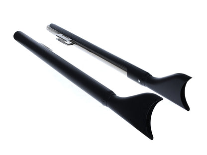 39in. Replacement SharkTail Muffer Set - Black. Only Fits Softail 1997-2017 Running Freedom SharkTail Exhaust Systems.