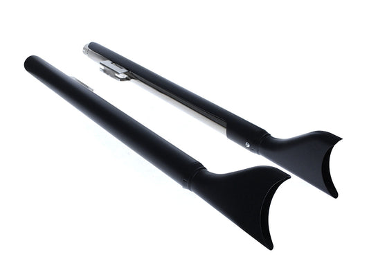 39in. Replacement SharkTail Muffer Set - Black. Only Fits Softail 1997-2017 Running Freedom SharkTail Exhaust Systems.