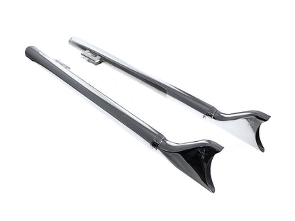 42in. Replacement SharkTail Muffer Set - Chrome. Only Fits Softail 1997-2017 Running Freedom SharkTail Exhaust Systems.