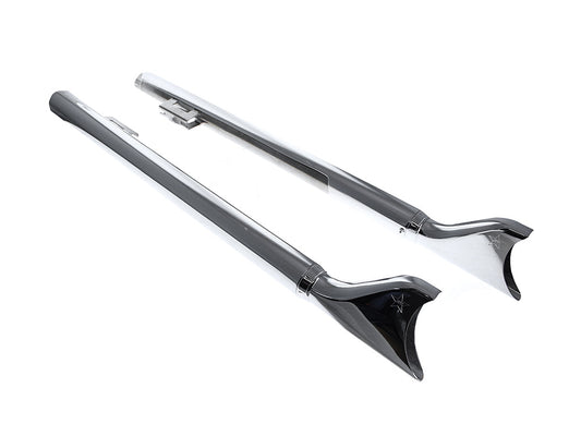 42in. Replacement SharkTail Muffer Set - Chrome. Only Fits Softail 1997-2017 Running Freedom SharkTail Exhaust Systems.