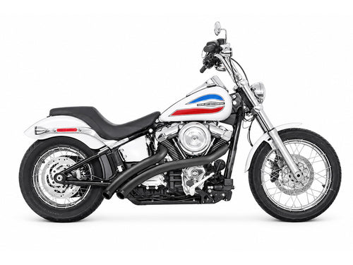Radical Radius Exhaust - Black with Black End Caps. Fits Softail 2018up with Non-240 Rear Tyre