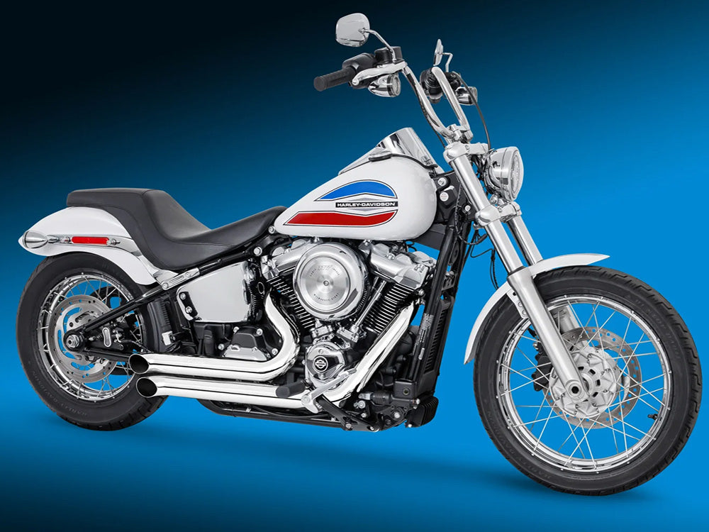 Declaration Turnouts Exhaust - Chrome. Fits Softail 2018up with Non-240 Rear Tyre