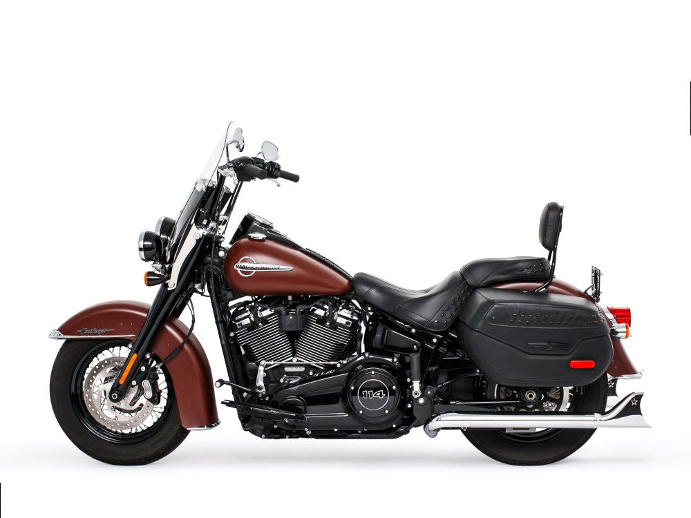 33in. True Dual SharkTail Exhaust - Chrome. Fits Softail 2018up.