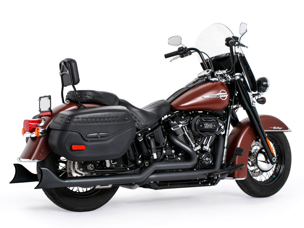 33in. True Dual SharkTail Exhaust - Black. Fits Softail 2018up.