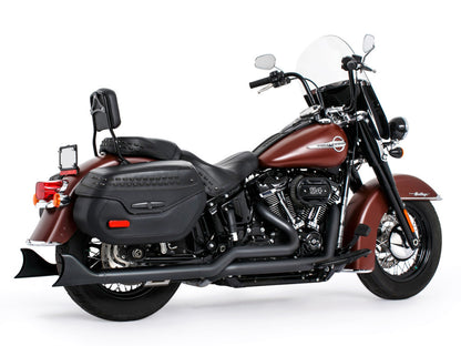 33in. True Dual SharkTail Exhaust - Black. Fits Softail 2018up.