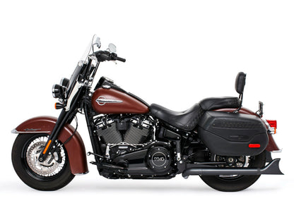 33in. True Dual SharkTail Exhaust - Black. Fits Softail 2018up.