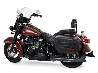 33in. True Dual SharkTail Exhaust - Black. Fits Softail 2018up.