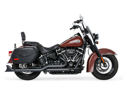 33in. True Dual SharkTail Exhaust - Black. Fits Softail 2018up.