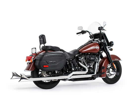 39in. True Dual SharkTail Exhaust - Chrome. Fits Softail 2018up.