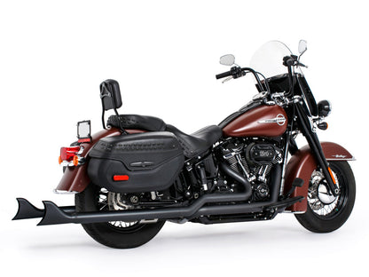 39in. True Dual SharkTail Exhaust - Black. Fits Softail 2018up.