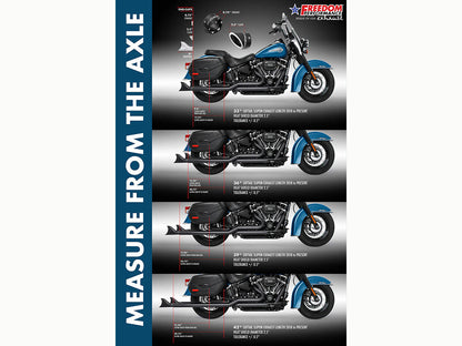 39in. True Dual SharkTail Exhaust - Black. Fits Softail 2018up.