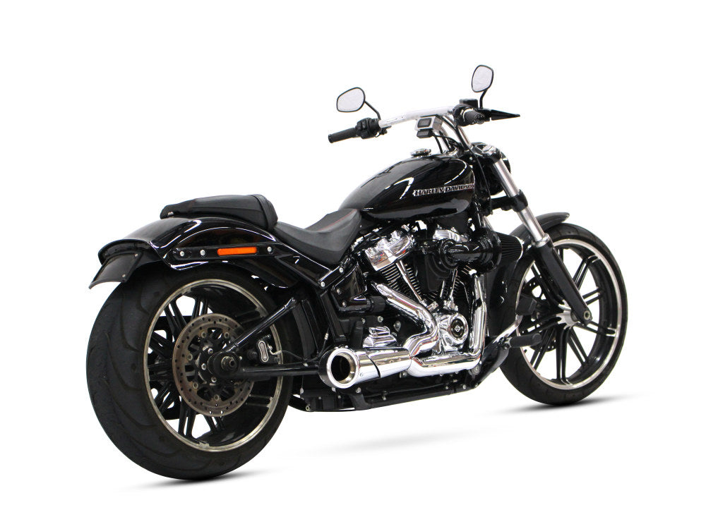 Turnout 2-into-1 Exhaust - Chrome with Black End Cap. Fits Softail 2018up.