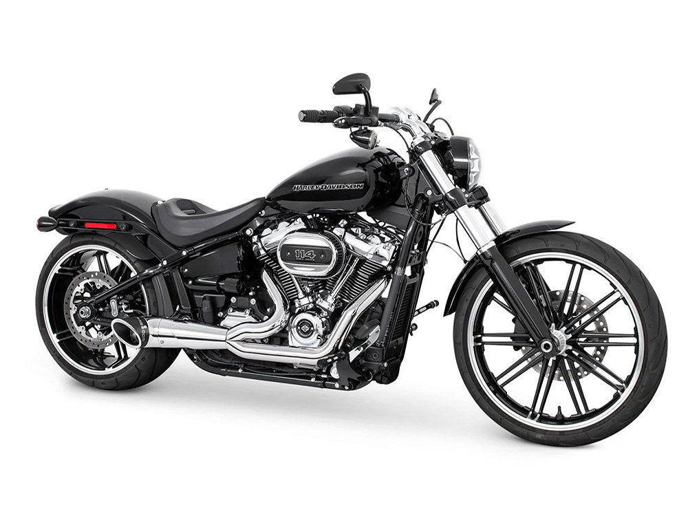 Turnout 2-into-1 Exhaust - Chrome with Black End Cap. Fits Softail 2018up.