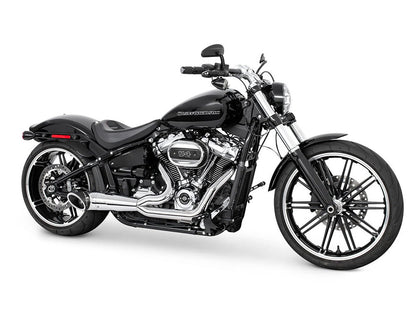 Turnout 2-into-1 Exhaust - Chrome with Black End Cap. Fits Softail 2018up.