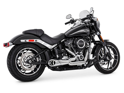 Combat Shorty 2-into-1 Exhaust - Chrome with Chrome End Cap. Fits Softail 2018up with Non-240 Rear Tyre