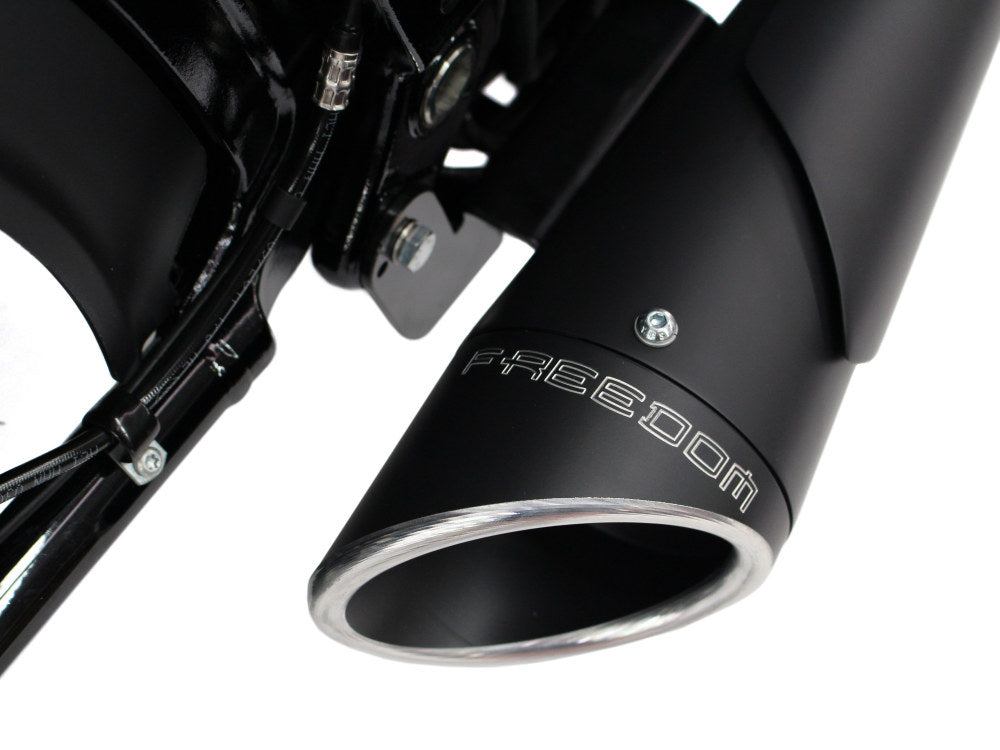 Combat Shorty 2-into-1 Exhaust - Black with Black End Cap. Fits Softail 2018up.