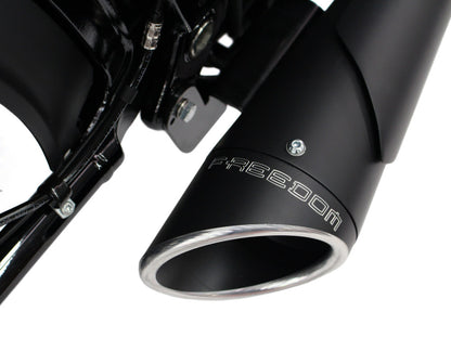 Combat Shorty 2-into-1 Exhaust - Black with Black End Cap. Fits Softail 2018up.