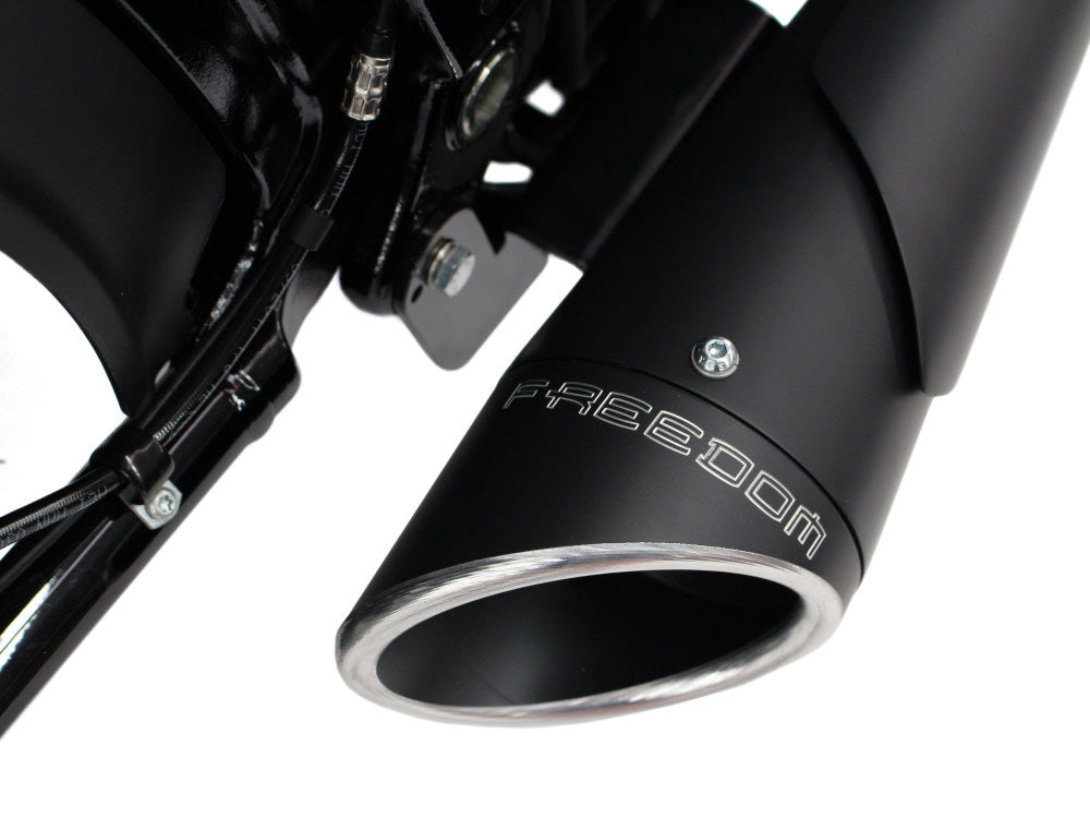 Combat Shorty 2-into-1 Exhaust - Black with Black End Cap. Fits Softail 2018up with Non-240 Rear Tyre