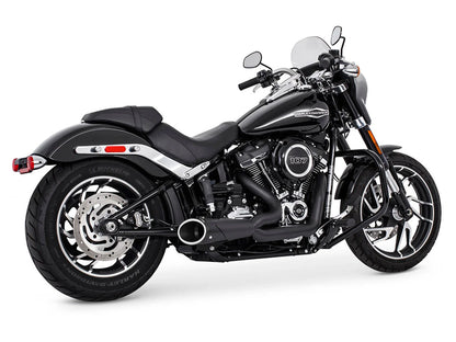 Combat Shorty 2-into-1 Exhaust - Black with Black End Cap. Fits Softail 2018up with Non-240 Rear Tyre