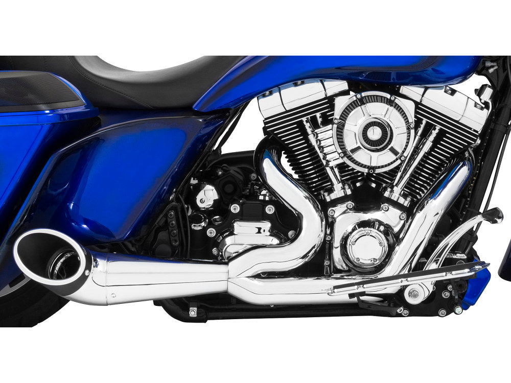 Turnout 2-into-1 Exhaust - Chrome with Black End Cap. Fits Touring 2017up.