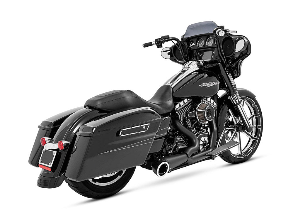 Turnout 2-into-1 Exhaust - Black with Black End Cap. Fits Touring 2017up.
