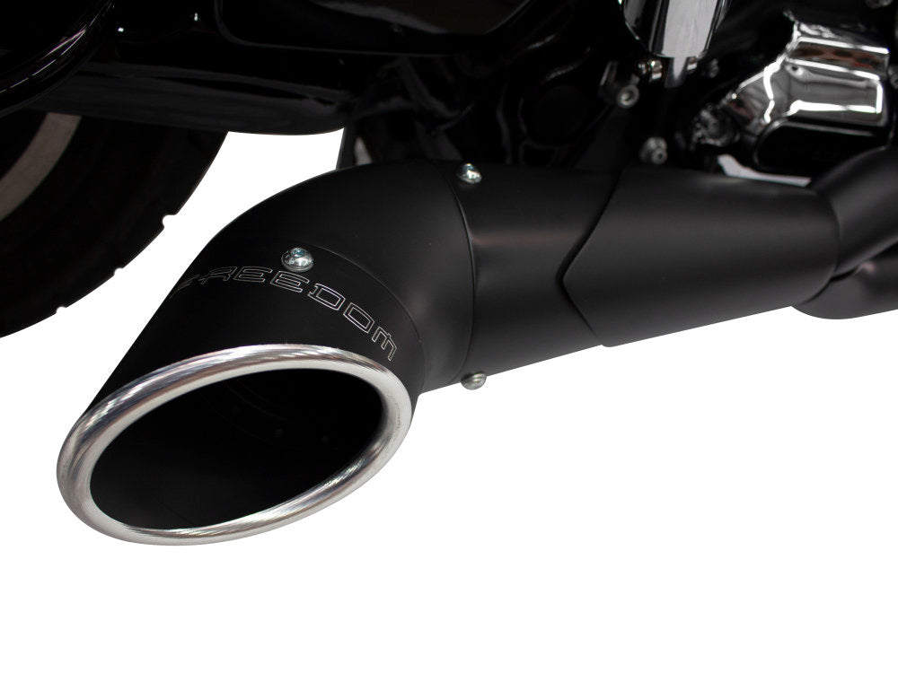 Turnout 2-into-1 Exhaust - Black with Black End Cap. Fits Touring 2017up.
