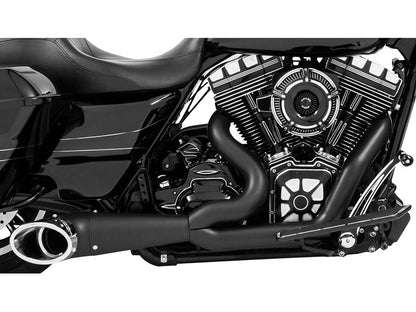 Turnout 2-into-1 Exhaust - Black with Black End Cap. Fits Touring 2017up.