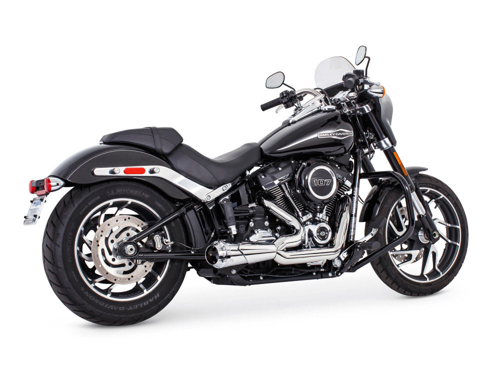 American Outlaw Shorty 2-into-1 Exhaust - Chrome with Chrome End Cap. Fits Softail 2018up.