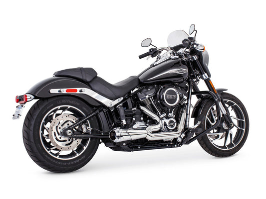 American Outlaw Shorty 2-into-1 Exhaust - Chrome with Chrome End Cap. Fits Softail 2018up.