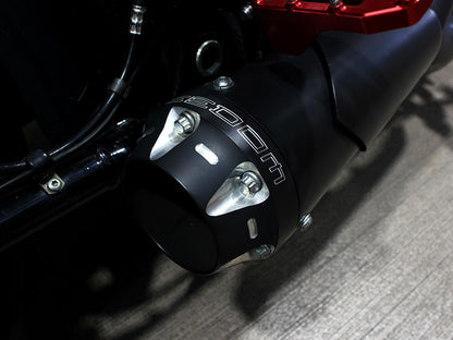 American Outlaw Shorty 2-into-1 Exhaust - Black with Black End Cap. Fits Softail 2018up.